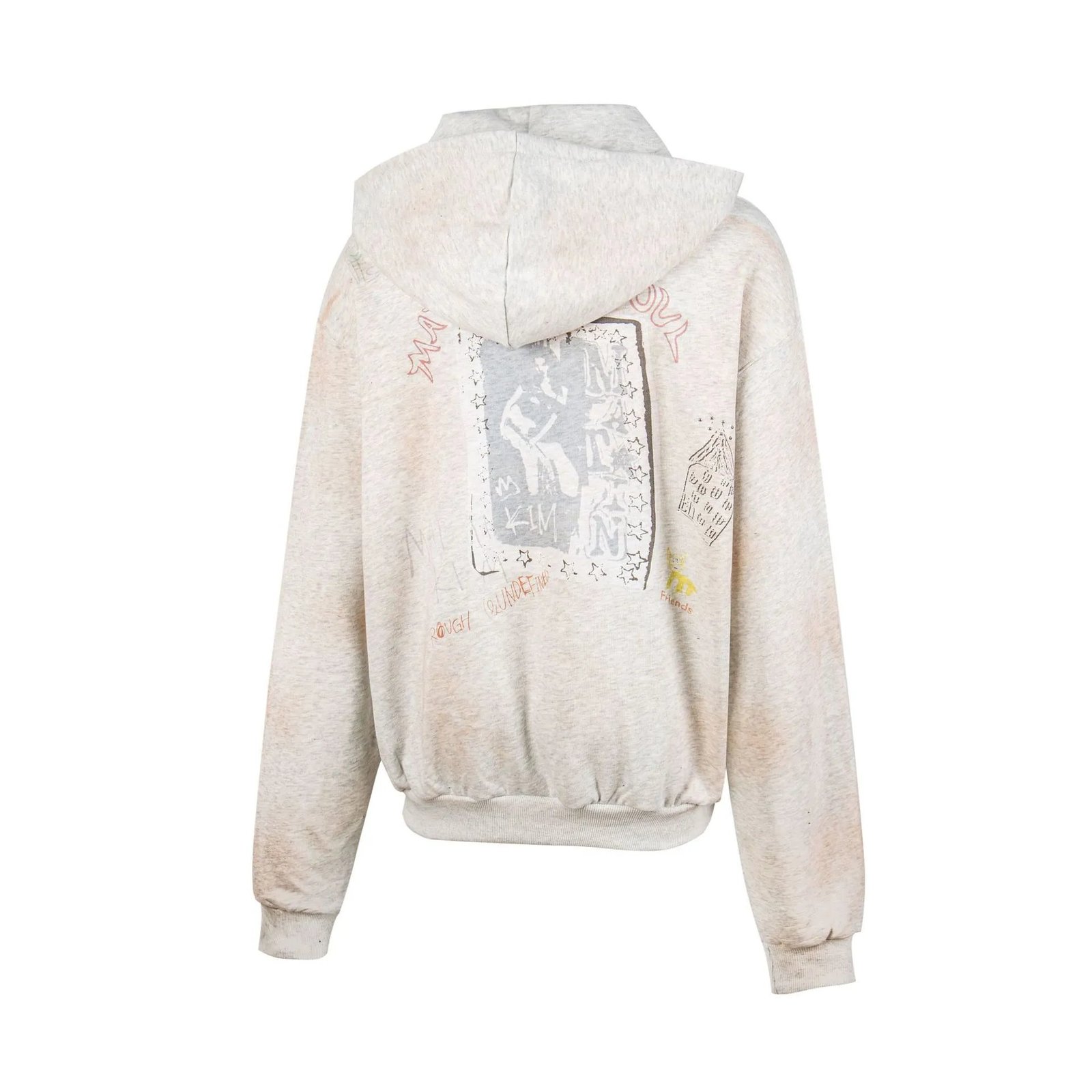 Distressed Graffiti Graphic Zip-Up Hoodie