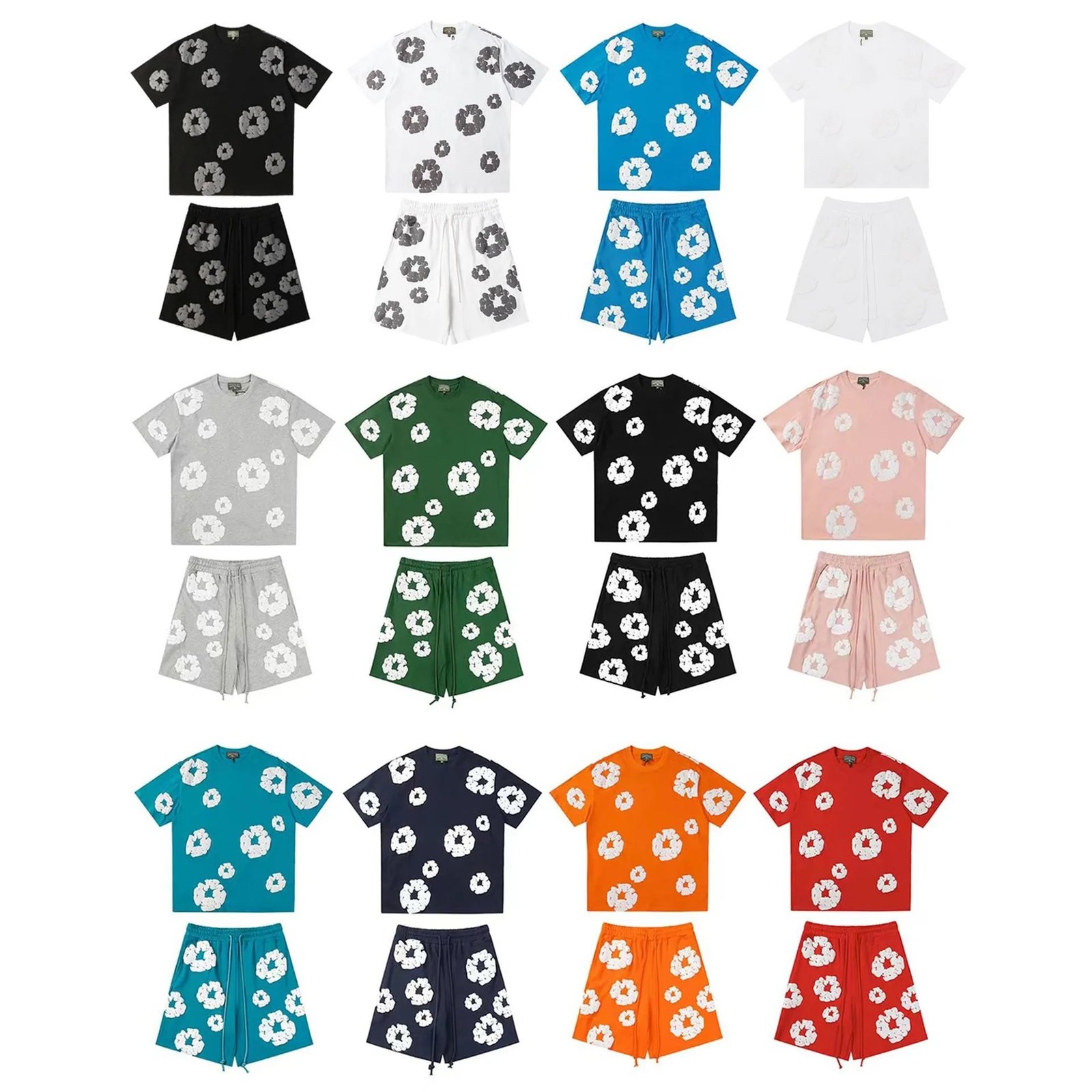 Palm Angels Daisy Print T-Shirt and Shorts Set
