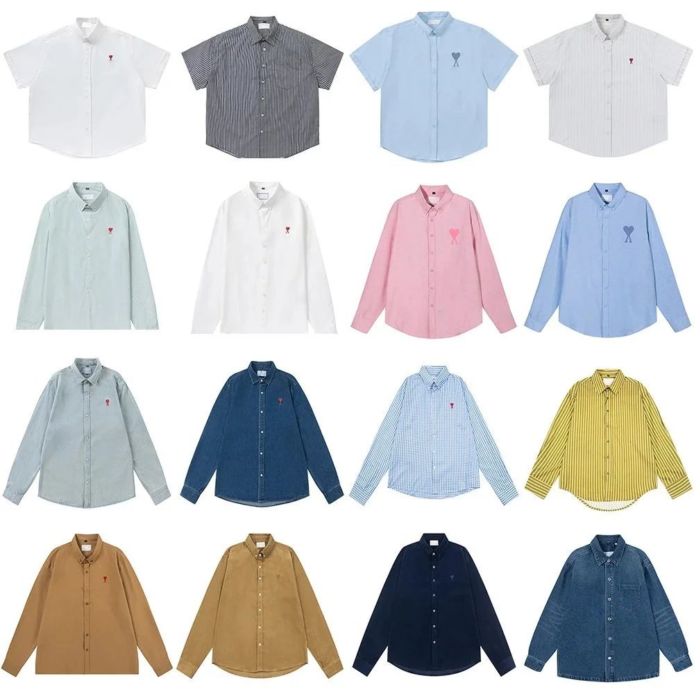 Ami Paris Heart Embroidered Shirt Collection