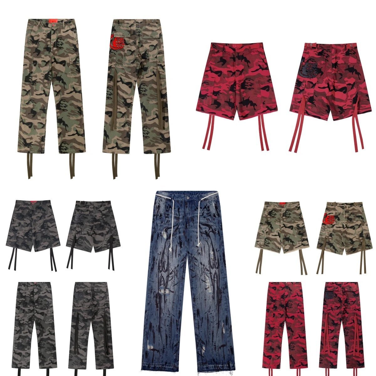 Hellstar Camo Strap Cargo Shorts and Pants Collection