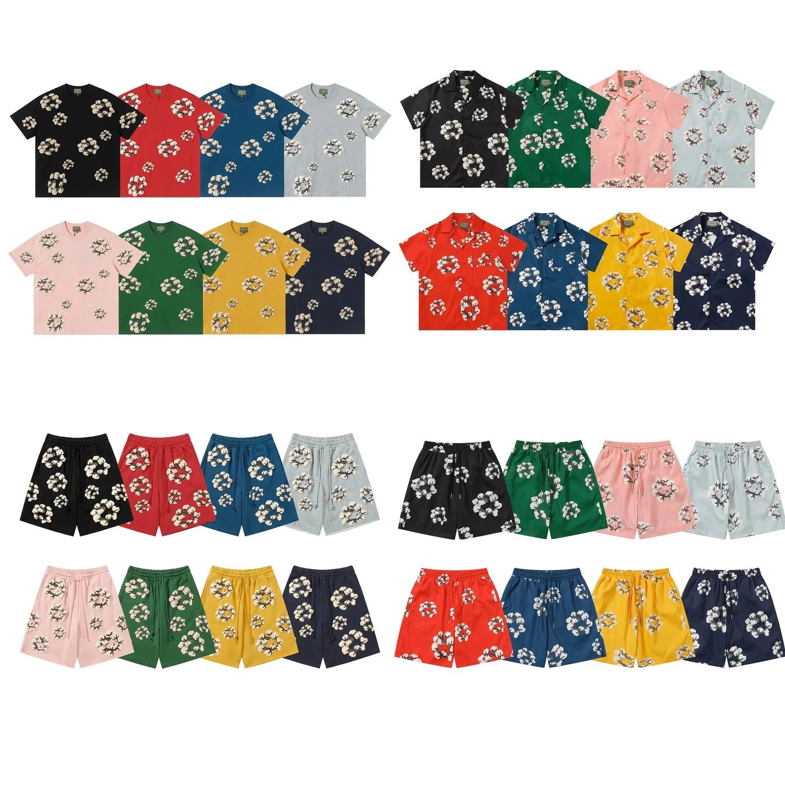Denim Tears Floral Print Shirt and Shorts Set