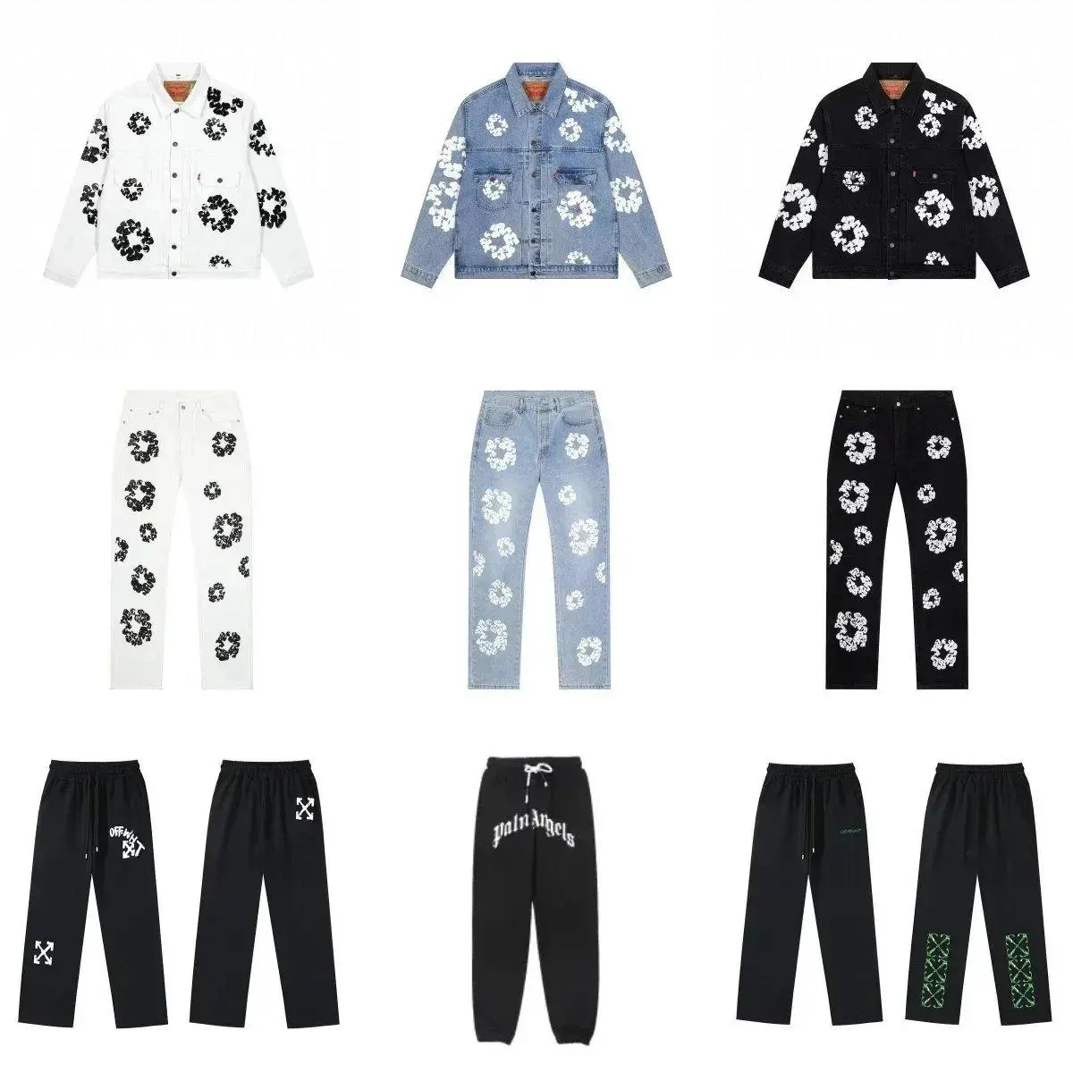 Off-White Printed Denim Jacket and Jeans Set