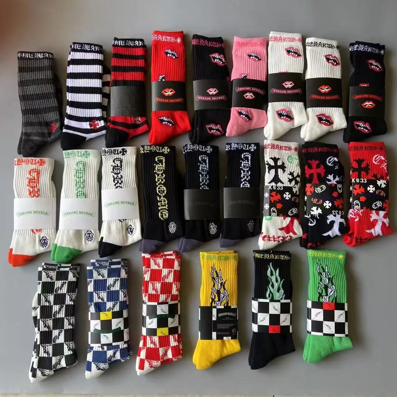 Chrome Hearts Graphic Crew Socks Collection