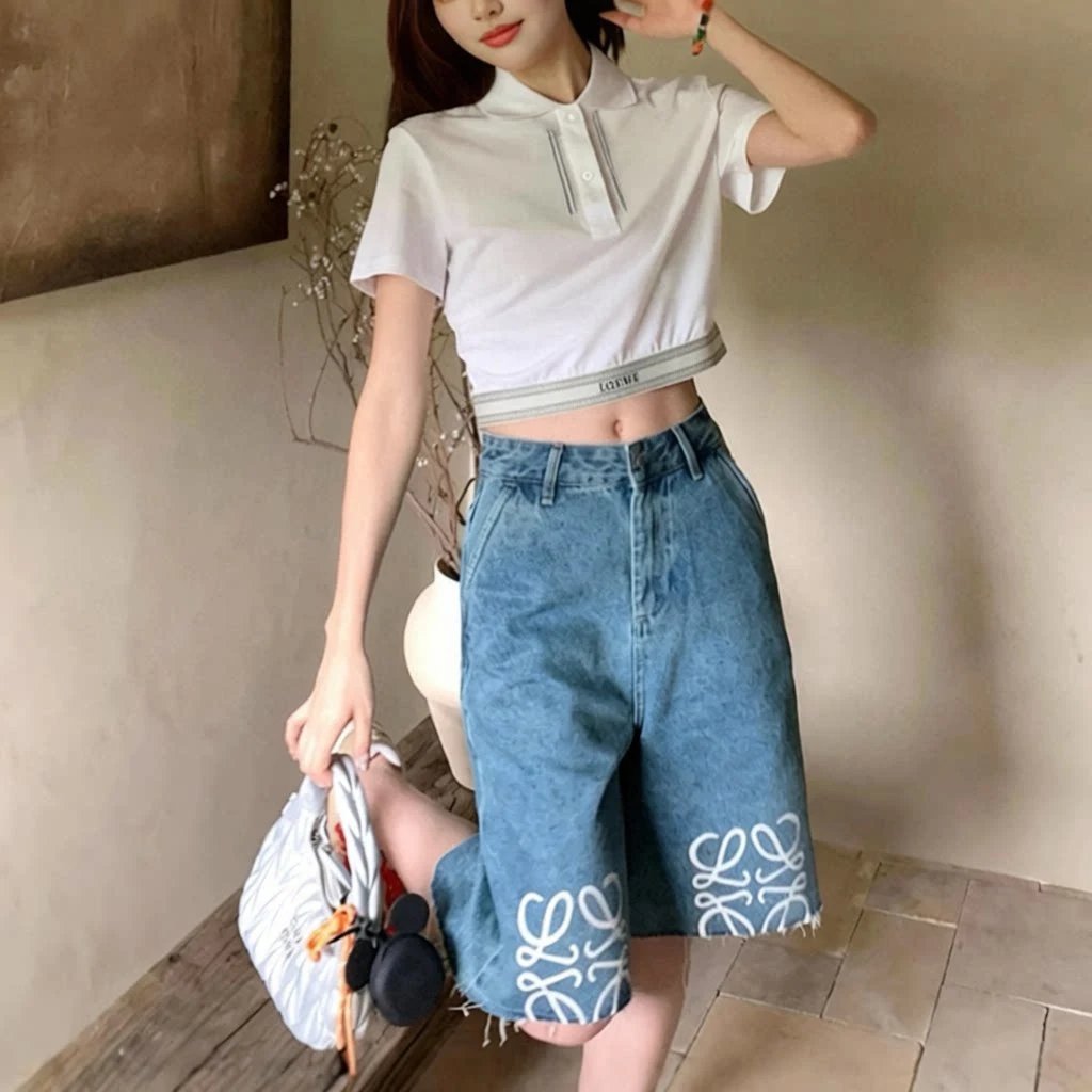 Loewe Anagram Denim Shorts