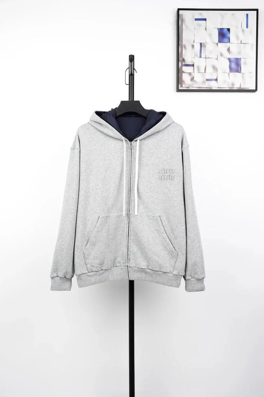 Miu Miu logo-appliqué zip-up Hoodie