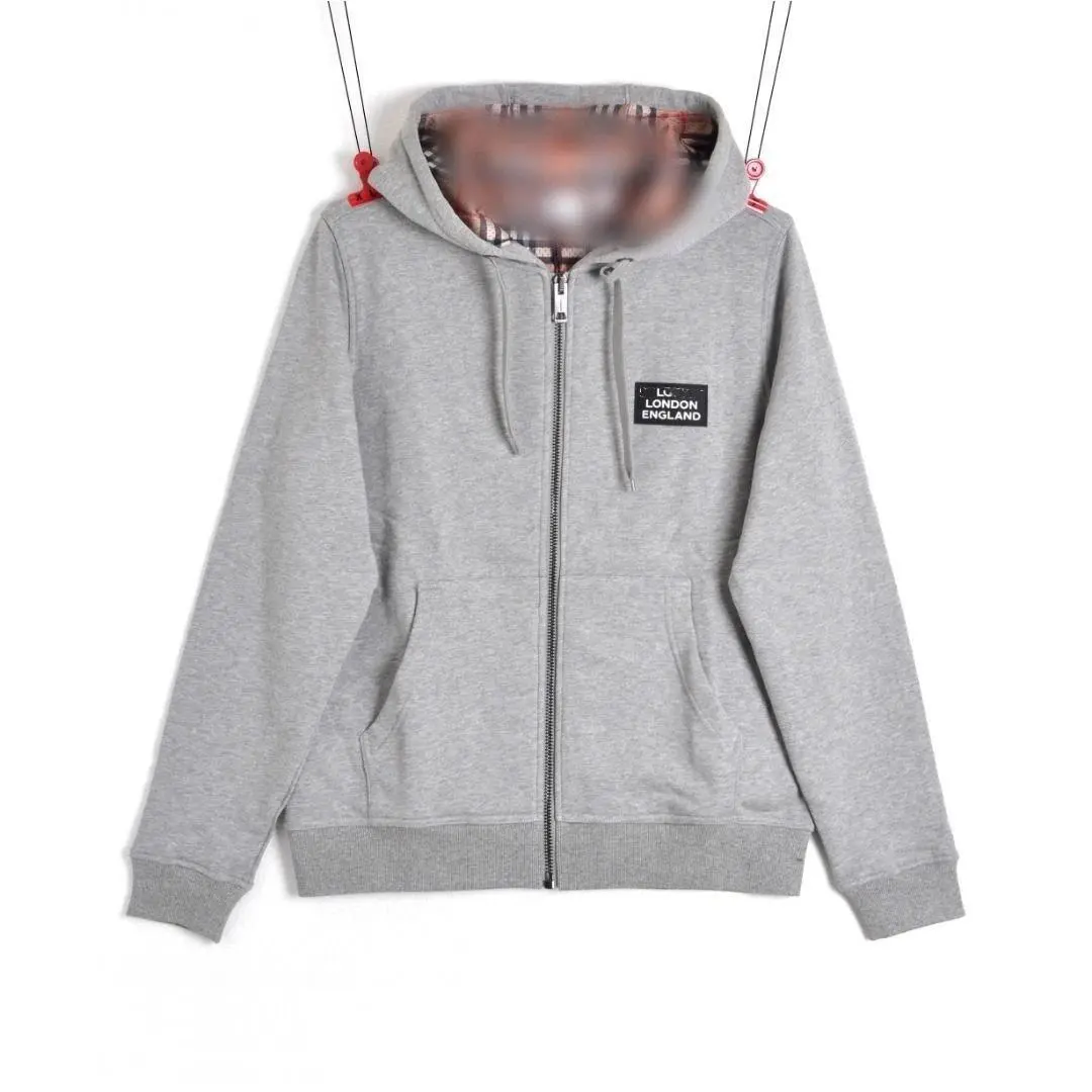 Burberry Hove Check Embroidered Logo Zip Hoodie